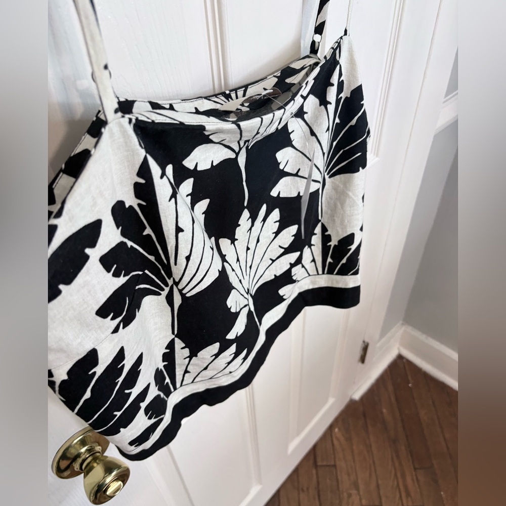 NWT LOFT Palm Linen-Blend Cami – Black & White – Size 18 | Modern Polished Tank - Picture 7 of 12
